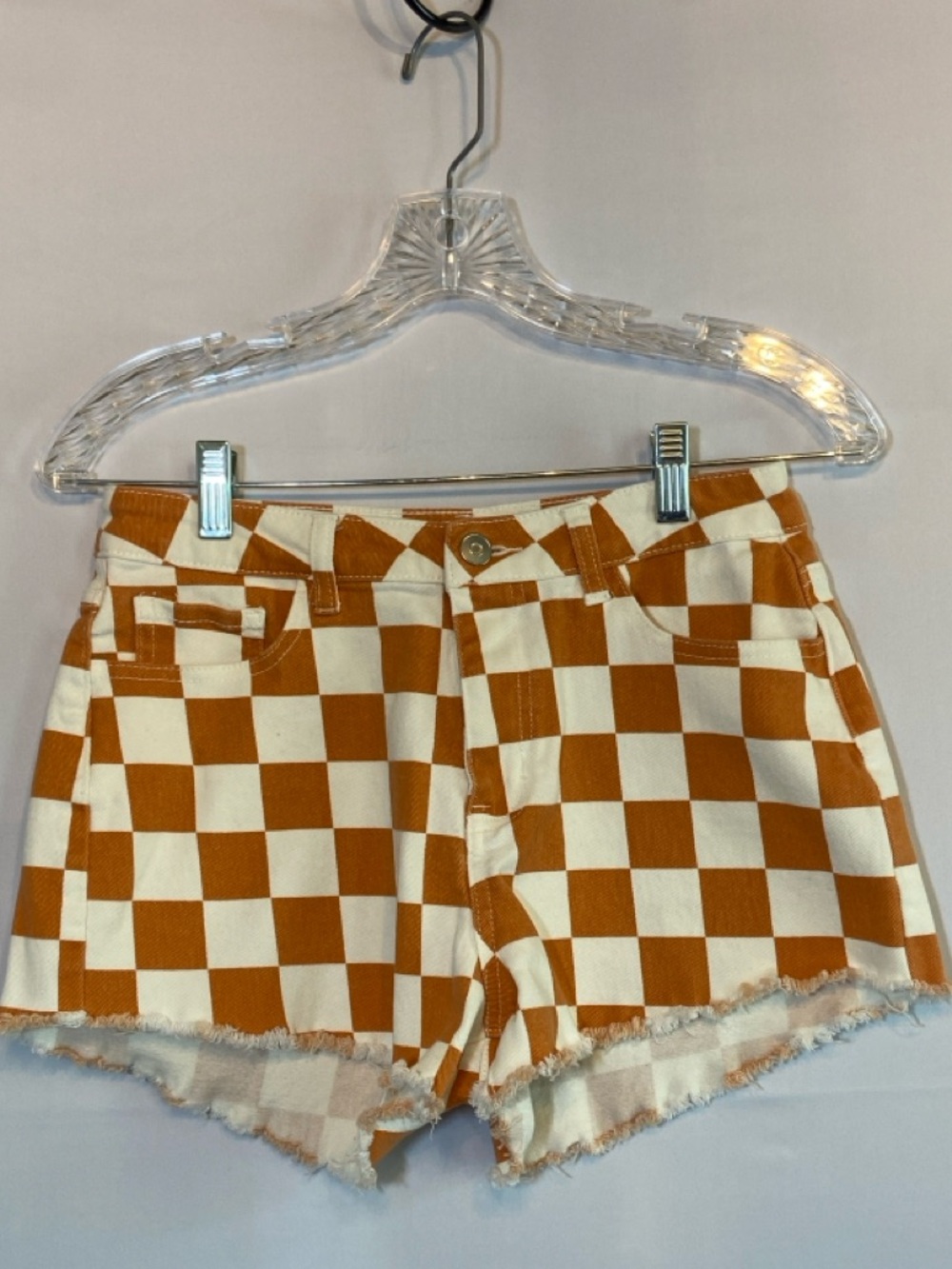 Altar'd State Orange & White Checkered Shorts